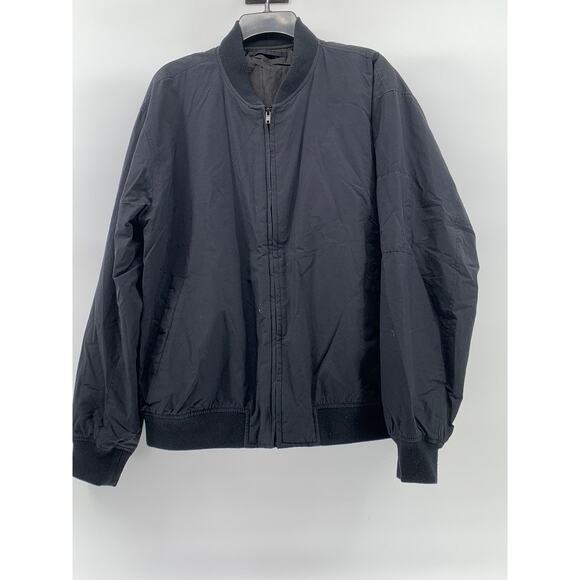 UNBRANDED Men's Navy Blue Mandarin Collar Long Sleeve Zip-Up Jacket SZ 2XL - Picture 1 of 11